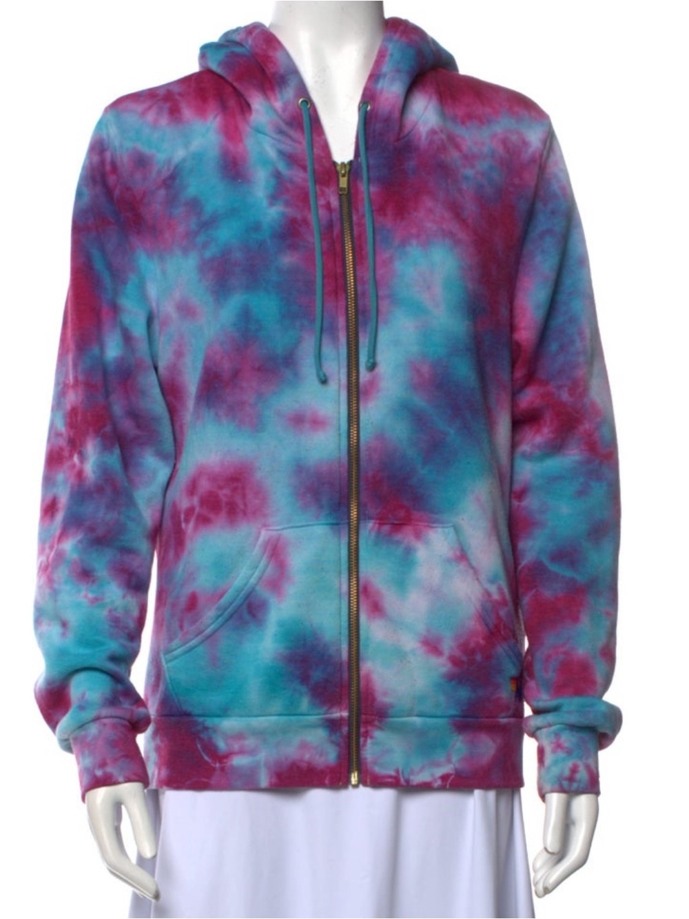 Aviator Nation Teal & Magenta Tie-Dye Zip Hoodie size medium